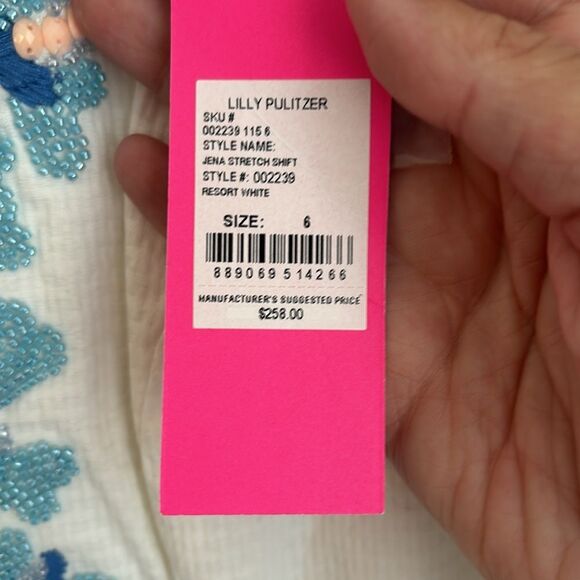 Lilly Pulitzer Women Jena White beaded coral shift dress with Embroidery 6 NWT! - Picture 8 of 13